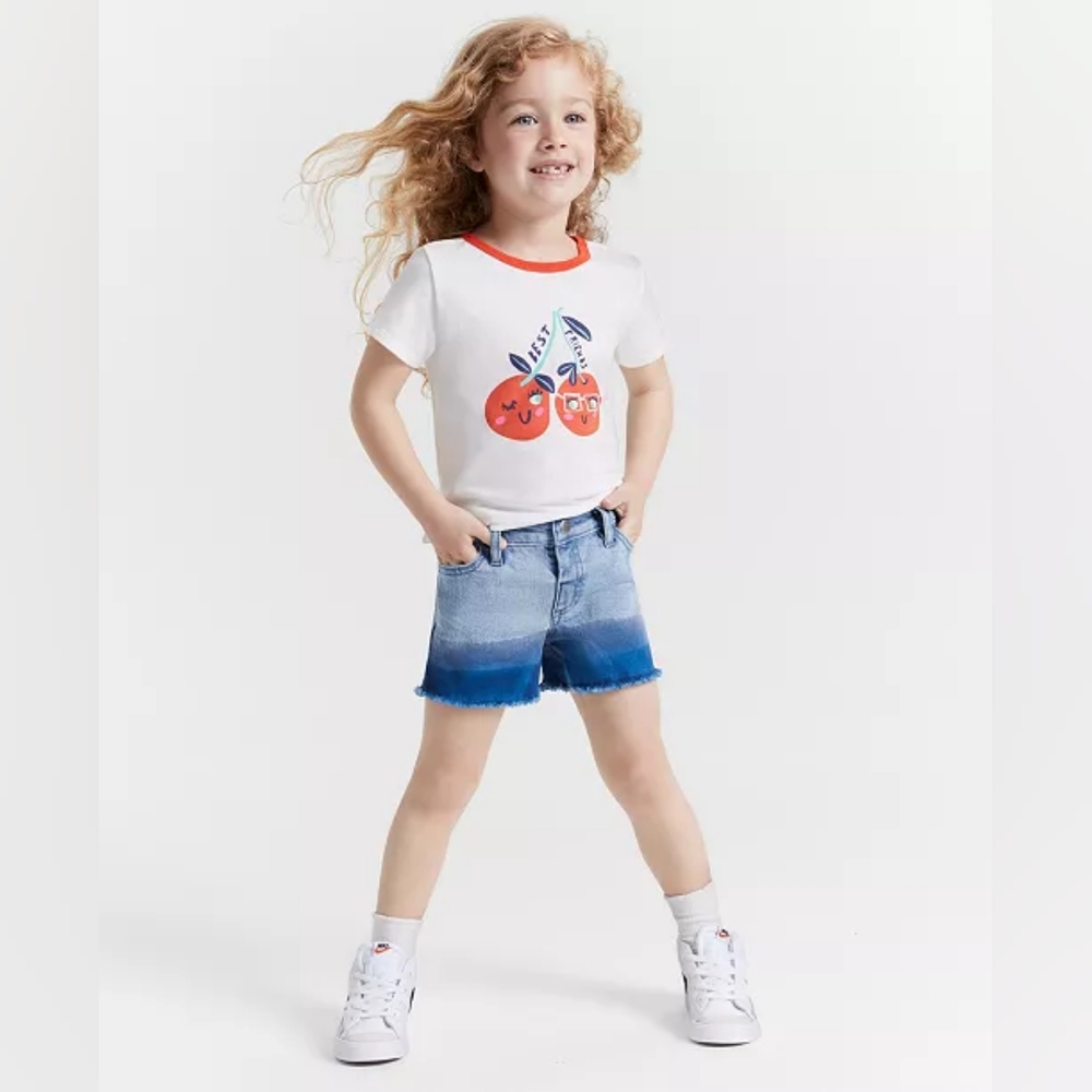 3T Toddler Girls Fressia Ombré Denim Shorts